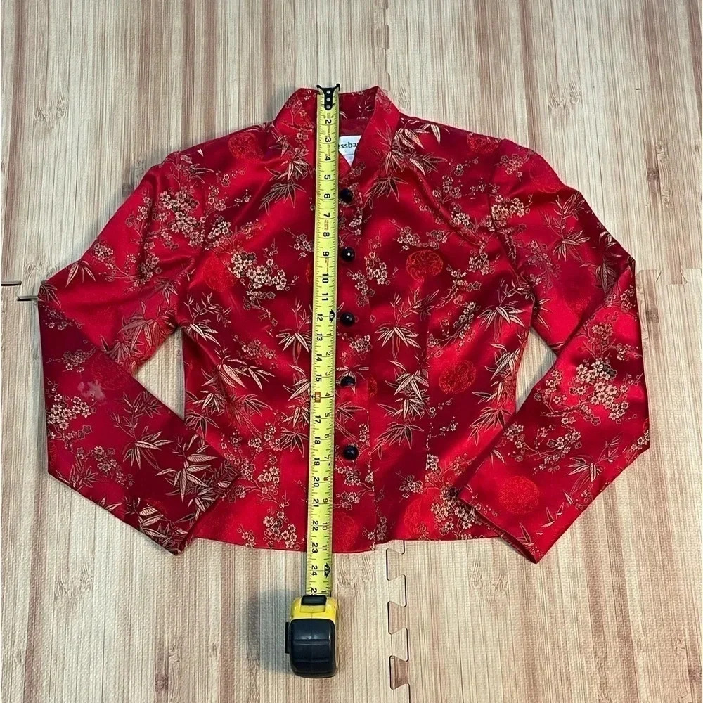 Dressbarn Asian Style Red Silk Jacket Women's Size Small - Picture 5 of 7